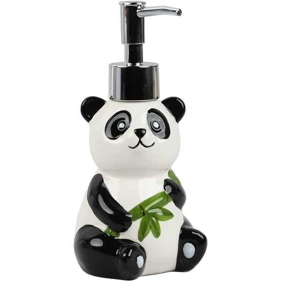 Servette Home Ceramic Panda Soap Dispenser with Pump for Bathroom or Kitchen Sink
