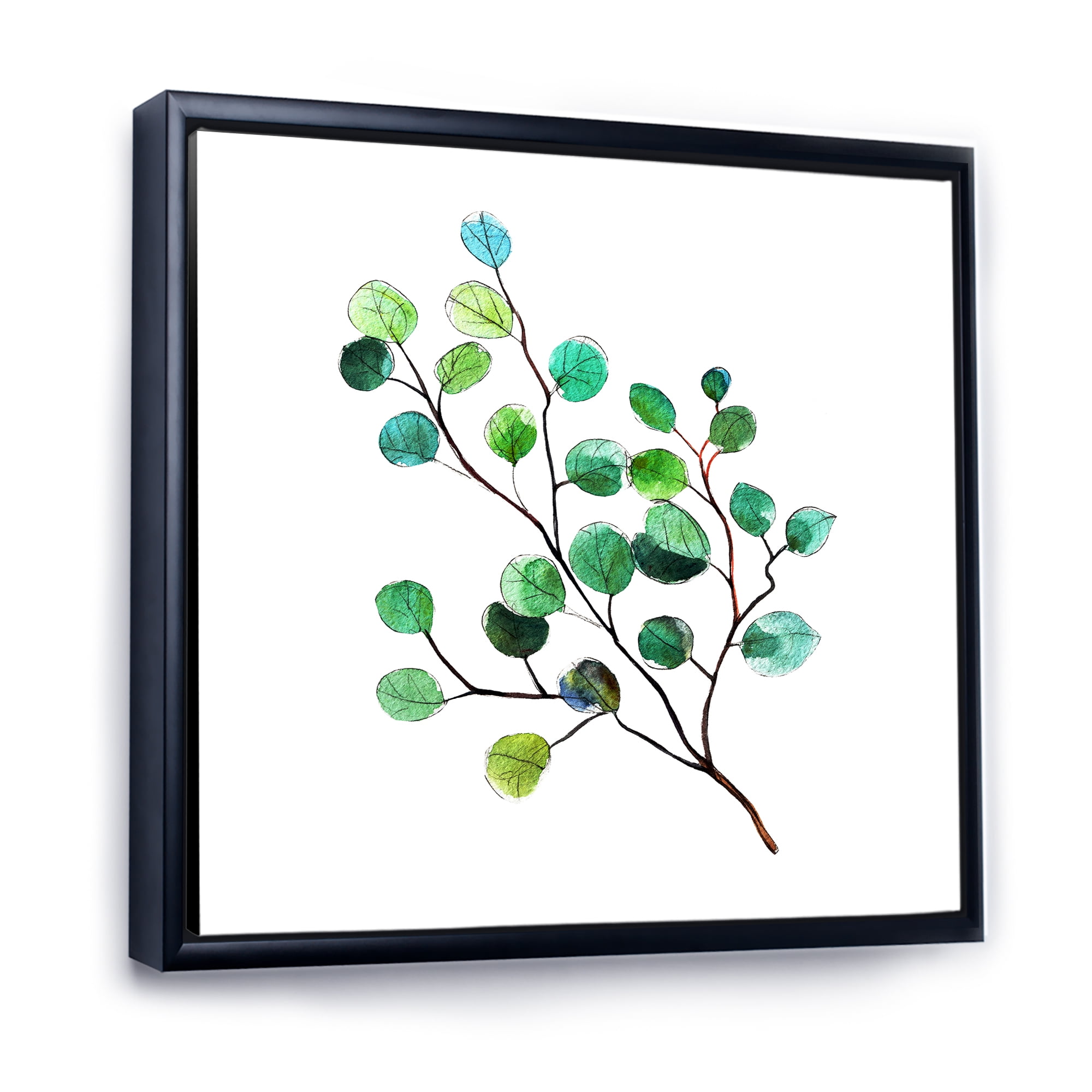 Designart 'Young Eucalyptus Branches and Leaves IV' Traditional Framed Canvas Wall Art Print
