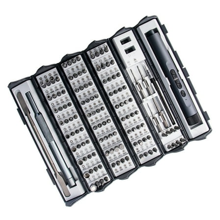 128Pcs Compact Cordless Electric Screwdriver With Builts In LED Light For Household Appliances Repair And Outdoor Usage