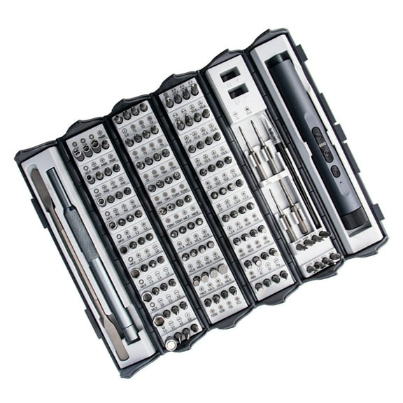 128Pcs Compact Cordless Electric Screwdriver With Builts In LED Light For Household Appliances Repair And Outdoor Usage