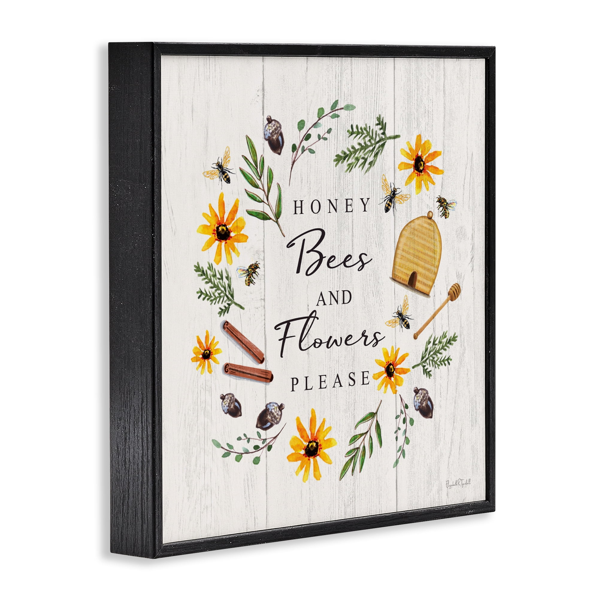 Stupell Industries Country Cottage Wreath & Quote Black Framed Giclee Art, design by Elizabeth Tyndall