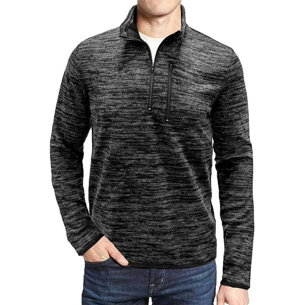 Camisas de cuello alto con cremallera de manga larga para exteriores para hombre, sudaderas sólidas, camisas de fondo, camisetas Pompotops oipoqjl53404