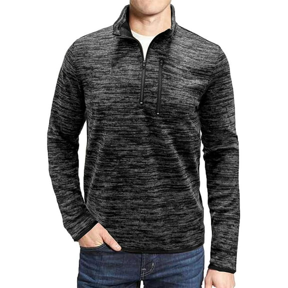 Dagegui Mens 1/4 Zip Up Shirts Cotton Long Sleeve Mock Neck T Shirt Casual Dressy Tees Solid Color Business Work Pullover Tops Summer Black,L