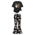 thumbnail image 5 of Gaexia Girls Size 9/10 Outfits,Valentine's Day Girls Outfit Cute Bow Heart Print Short Sleeve Top With Flare Leg Pants Toddler Two Piece Matching Fashion Clothes,8-9 Years, 5 of 6