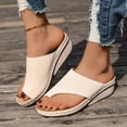 thumbnail image 2 of Dakaela Womens Leather Wedge Sandals Arch Support Orthopedic Flip Flops Non Slip Summer Walking Slides, 2 of 7