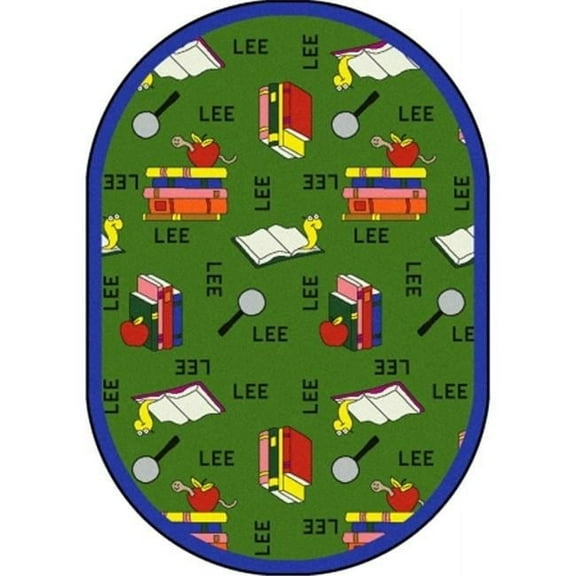 Kid Essentials Bookworm Language & Literacy Oval Rugs  02 Green - 5 ft. 4 in. x 7 ft. 8 in.