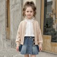 thumbnail image 2 of Afdoent Girls Cardigan Sweater Casual Open Front Knitted Sweater Basic Pullover Fall Clothes for Kids 6-8 Years, 2 of 7
