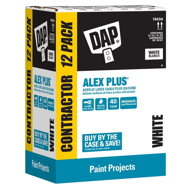 Paquete de contratista Caulk DAP Alex Plus White de 12 x 300 ml