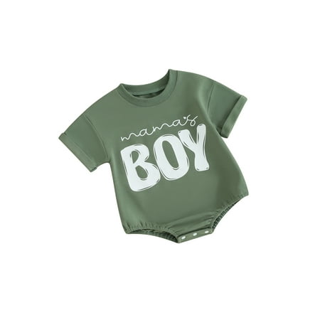 

ESASSALY Baby Boys Summer Jumpsuit Casual Letter Print Short Sleeve Romper