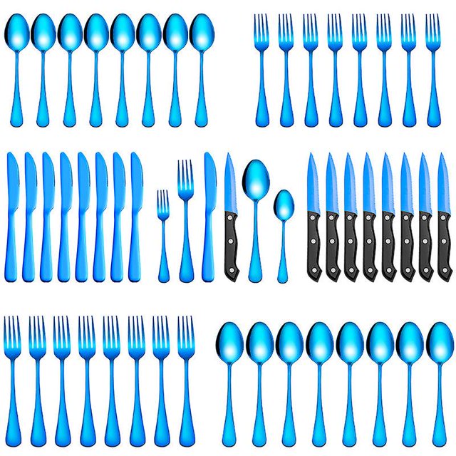 Juego de vajilla de acero inoxidable para 8 personas Juego de 48 piezas comida occidental/cuchillo, tenedor y cuchara para bistec seis componentes