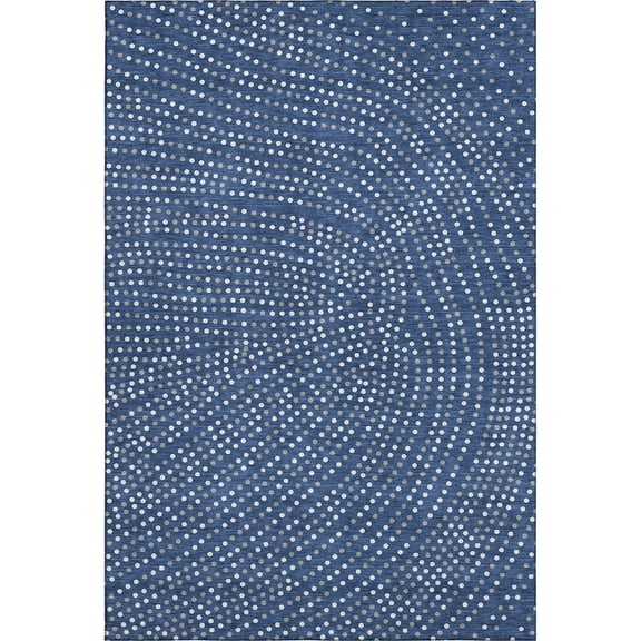 Addison Rugs Mayfield Premium Machine Washable Transitional Circles Navy Rectangle Rug, 8' x 10'