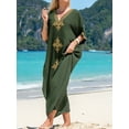 thumbnail image 3 of Bsubseach Long Kaftan Dresses for Women Gold Embroidery Beach Outfits Plus Size Summer Caftan, 3 of 6
