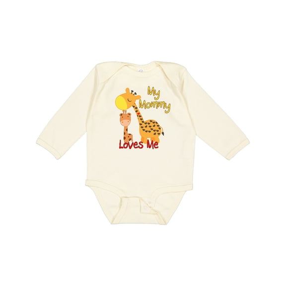 Inktastic My Mommy Loves Me Giraffe Boys or Girls Long Sleeve Baby Bodysuit