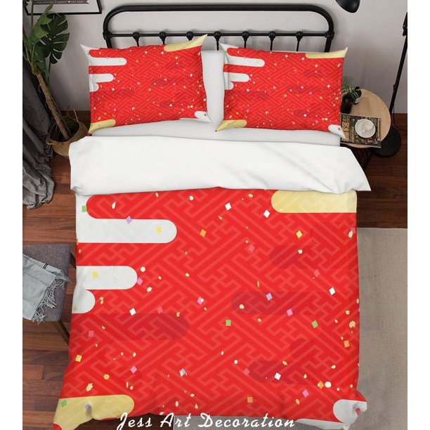 3D Rojo Abstracto Patrón Funda de edredón Juego de ropa de cama Fundas de almohada 56