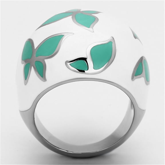 Luxe Jewelry Designs Women's Stainless Steel Ring with Emerald Epoxy - Size 10 (Pack of 2)