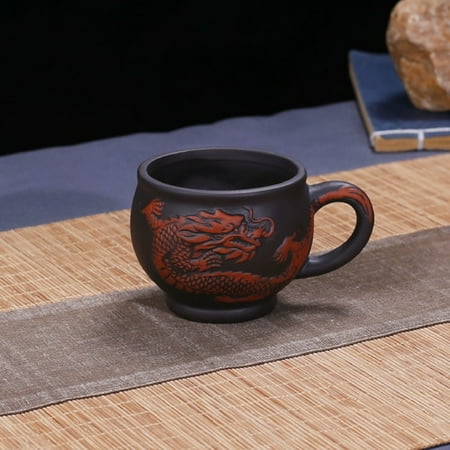 

Yixing Purple Clay with Handle Teacup Handmade Dragon Pattern Master Cup Office Portable Tea Cup Tea Mar Personal Single Cups