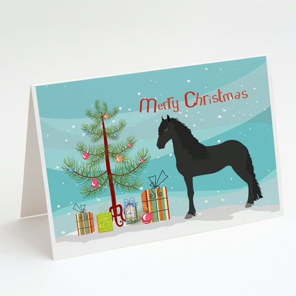 Friesian Horse Christmas Greeting Cards and Envelopes Pack of 8