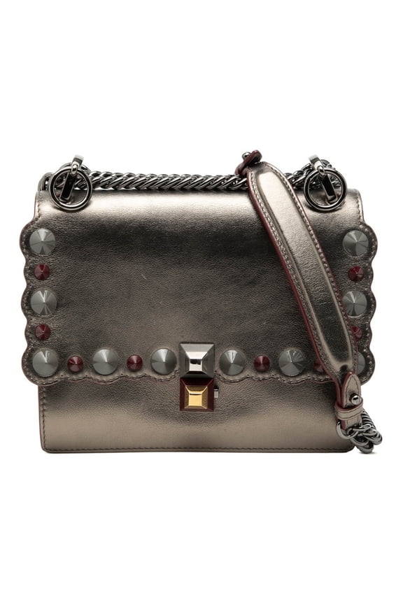 Pre-Owned Fendi Kanai Chain Shoulder Bag, Silver Leather, Women's FENDI