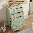 thumbnail image 5 of EastVita Fluted 5 Drawer Storage Dresser - Tall Modern Chest with Ample Deep Drawers and Wide Top - Wooden Organizer for Living Room/Hallway/Kids Room - Green, 5 of 8