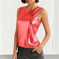 thumbnail image 4 of cocolona Summer Shiny Tank Tops Crew Neck Sleeveless Slim Fit Party Club Shirts Trendy Casual Sparkly Blouses, 4 of 7