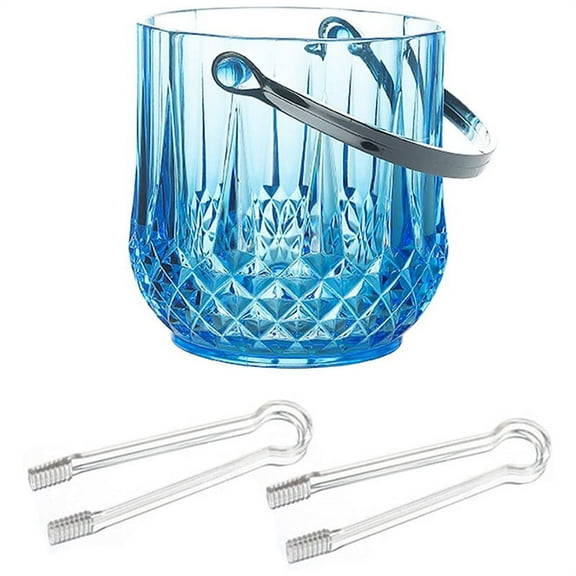 Ice Bucket Plastic Ice Bucket with Handle Acrylic Transparent-Blue
