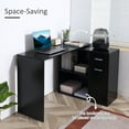 thumbnail image 3 of HomCom L Shaped Computer Desk Workstation with Storage Shelves and Cabinet for Home & Office Contemporary Style, 3 of 9