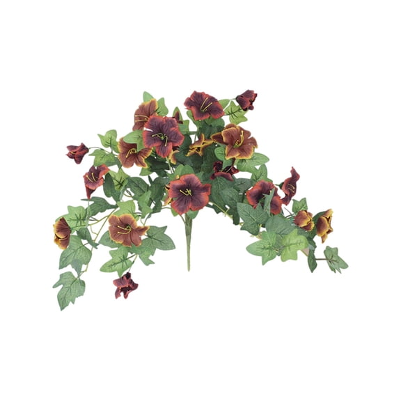 Artificial Fake Flowers Plants for Outdoor Decoration, Realistic Faux Petunias Silk Flower UV Resistant No Fade Floral for Home Outside Garden Balcony Yard Porch Indoor Decor, 1Pc(Red,27x17")