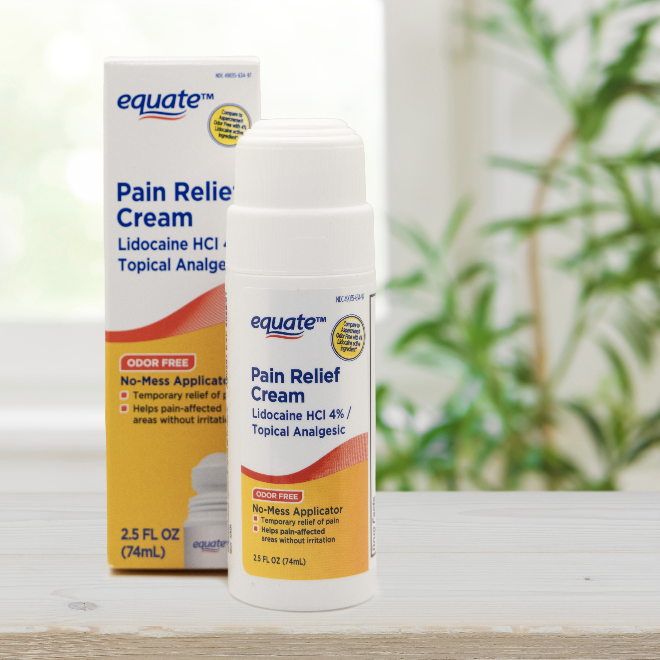 Equate Alivio del Dolor con Lidocaína Sin Olor en Roll-On Líquido, Lidocaína al 4%, 2.5 fl oz, Comparar con Aspercreme® Sin Olor con Ingrediente Activo Lidocaína al 4% 4