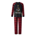 thumbnail image 2 of Elippeo Christmas Family Pajamas Matching Set, Long Sleeve Letters Print T-shirt with Plaid Pants Sleepwear Loungewear, 2 of 6
