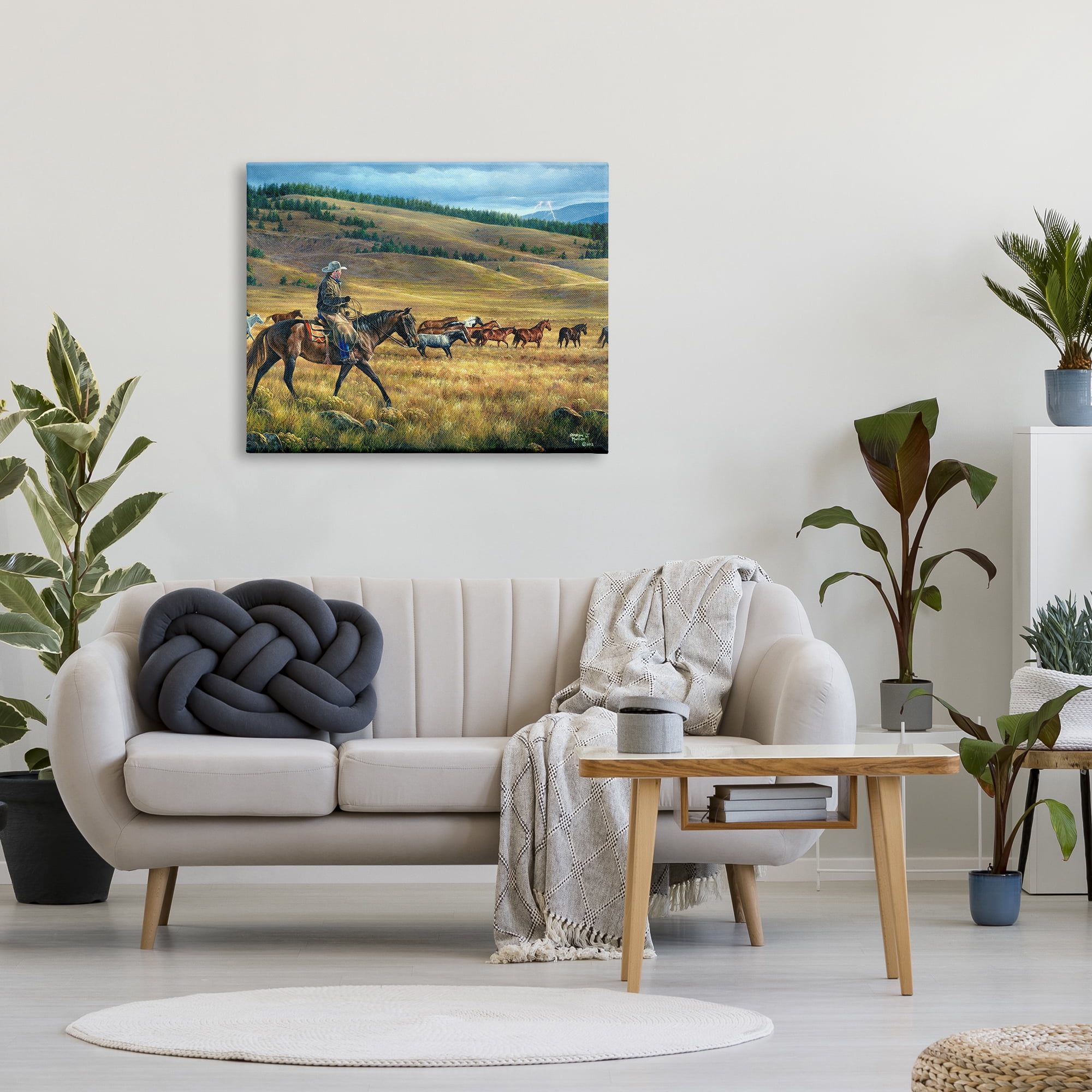 Stupell Industries Equestrian Horse Landscape Animals & Insects Painting Gallery Wrapped Canvas Art Print Wall Art, 40 x 30