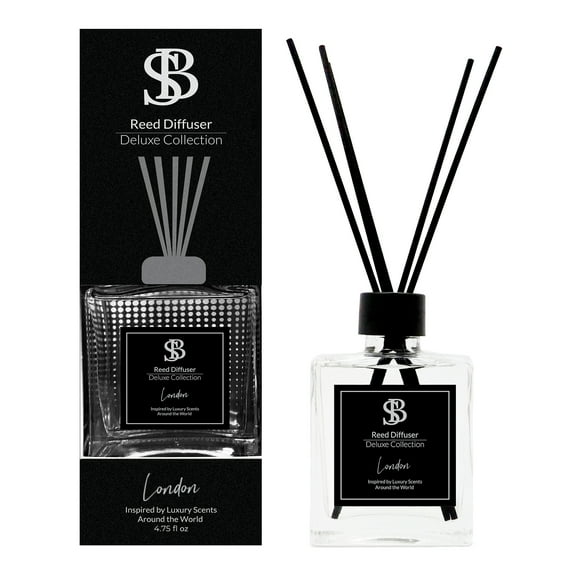Reed Diffuser Set Deluxe Collection London - Inspired by Pink Sugar Fragrance - 4.75oz - 5 Reed Sticks