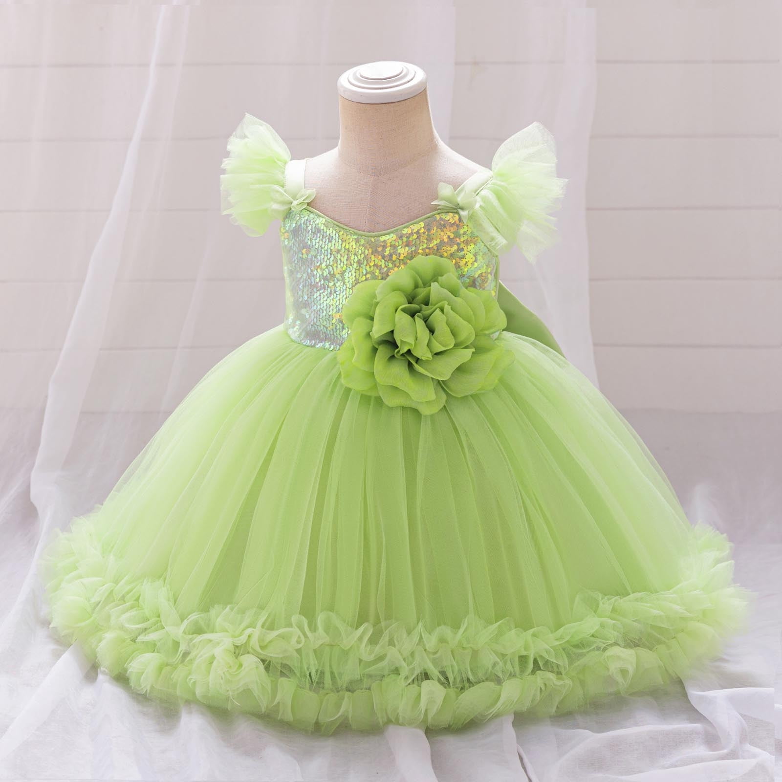 Toddler Baby Tutu Dress Sequins Sleeveless Tulle Dress First Birthday Cake Smash Pageant Clothes for Photo Shoot