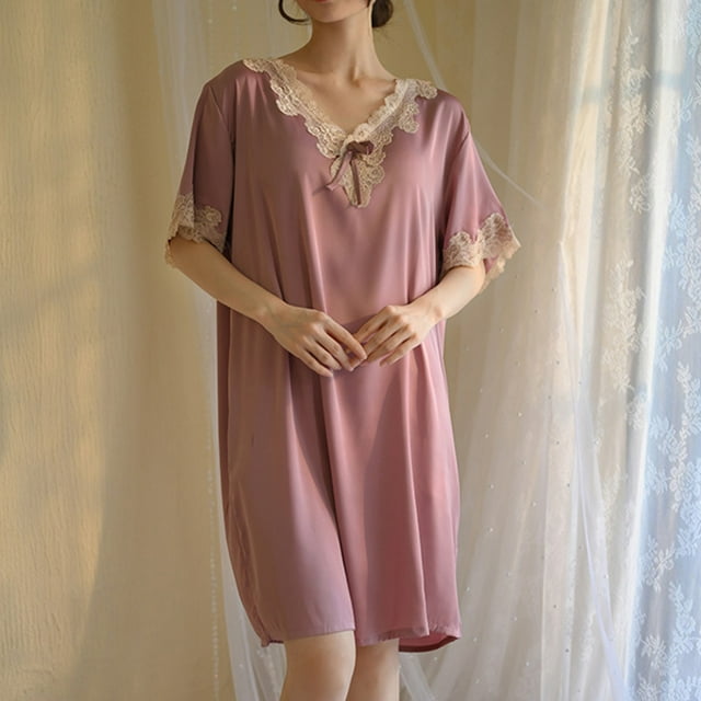Liquidation et Promo, Robe à Manches Courtes à Col pour Femme, Robe à Manches Courtes Simple et Élégante avec Col Rond, Parfaite pour les Occasions Estivales Décontractées, Sportive et Stylée/100 % Polyester, Rose