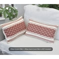 thumbnail image 3 of Cotton Woven Designer Lumbar Throw Pillow Covers Rust Brown / Cream White, 12 x 20 inches | Oblong Small Rectangular Pillow Cases Set of 2, 3 of 6