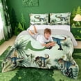 thumbnail image 3 of meiyoeat dino Monogram Print S Full Size Comforter Sets,Safari Dinosaur Design Bedding Comforter Set,Light Gray Reversible,3pcs,1 Comforter and 2 Pillowcases, 3 of 7