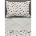 thumbnail image 3 of Sushi Comforter & Sham Bedding Set, Traditional Japanese Dishes Concept Veggie Stuffed Sushi Rolls and Cavier Pattern, 3 pcs Duvet Set Microfiber Filling Quilt, 5 Sizes, Multicolor, by Ambesonne, 3 of 4
