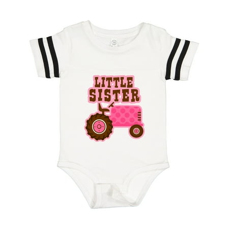 

Inktastic Pink Tractor Little Sister Gift Baby Girl Bodysuit