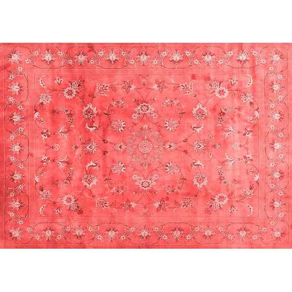 Ahgly Company Indoor Rectangle Abstract Red Contemporary Area Rugs, 8' x 12'