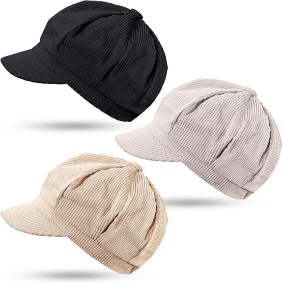 AKcxy 3 Pcs Women Newsboy Caps Adjustable Visor Beret Cap Gatsby Cabbie Hat 8 Panel Vintage Octagonal Visor Hats