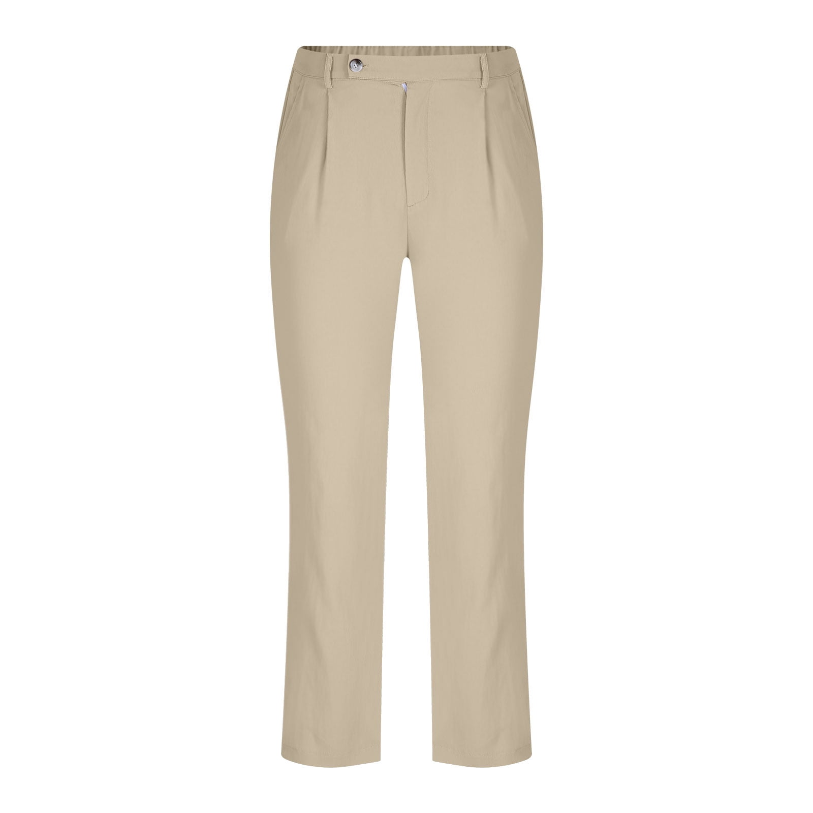 Women's Solid Cargo Pants - Casual Straight Leg Trousers with Buttoned Pockets & Functional Design - image 5