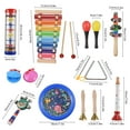 thumbnail image 2 of 14-Piece Orff Percussion Ensemble: Wooden & Metal Musical Instruments Set with Ocean Drum, 8-Tone Colorful Xylophone, Rain Sound Tube, Bell Stick, Triangular Iron, Trumpet, Sandhammers & Canvas, 2 of 6