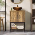 thumbnail image 2 of Uforic Bathroom Vanity with Countertop Sink, 24 Inch Rustic Free Standing Bathroom Storage Cabinet with Drain, Rustic OAK, 2 of 7