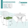 thumbnail image 6 of MEETWARM 3 Piece Patio Bistro Set, Outdoor All-Weather Cast Aluminum Dining Furniture Set Includes 2 Chairs and a 31” Round Table with Umbrella Hole for Garden Deck, White, 6 of 7