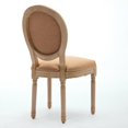 thumbnail image 6 of French Style Dining Chairs Set of 2 - Solid Wood Frame with Linen Upholstery, Antique Finish, Tan, 6 of 17