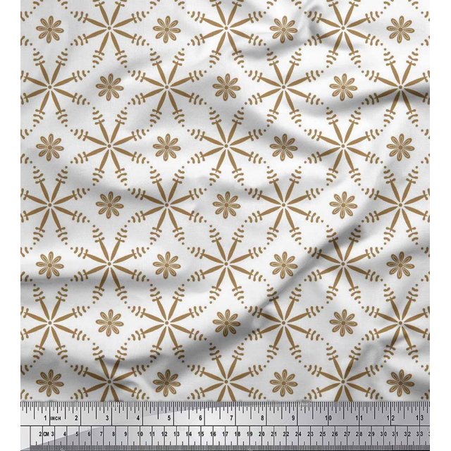 Soimoi Poly Georgette Fabric Flower Artistic Decor Fabric Printed Yard 52 Inch Wide
