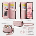 thumbnail image 6 of for iPhone 14 Wallet Case with RFID Blocking, Zipper Pocket Kickstand Magnetic Clasp, PU Leather Heavy Duty Cover with Shoulder and Wrist Strap – Rugged Full-Body Protection, Pink, 6 of 13