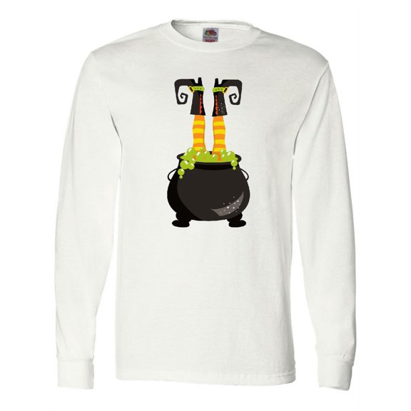 Inktastic Halloween, Witch Cauldron, Witch Legs, Potion Long Sleeve T-Shirt