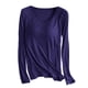 thumbnail image 2 of Pijama de manga larga para mujer, ropa de casa de color con almohadillas para el pecho, camiseta de manga larga, cómoda base para uso externo, pijama de cuello redondo para mujer., 2 of 8