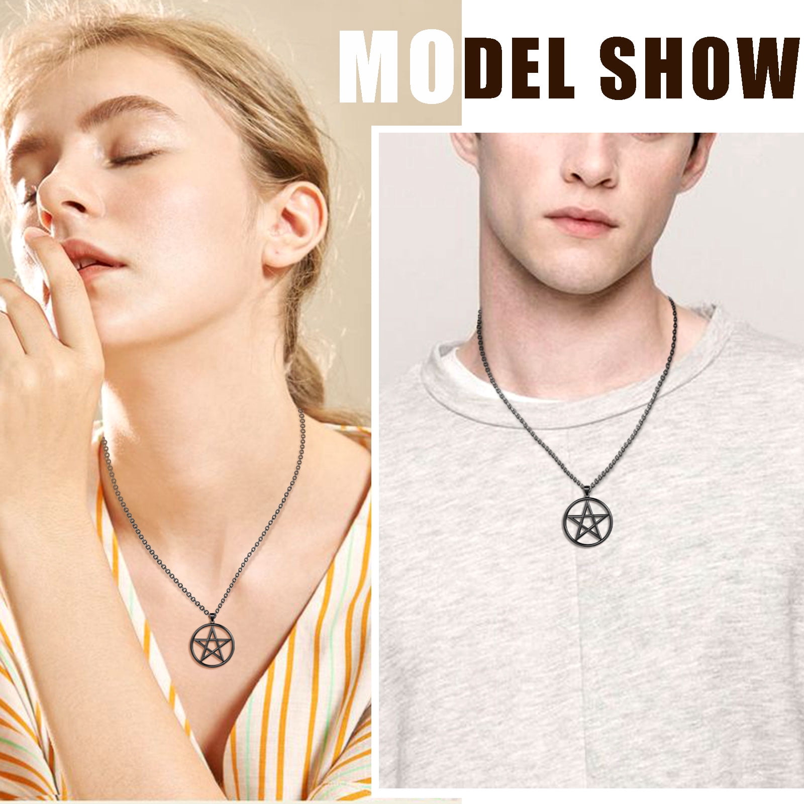 TseanYi Punk Pentagram Necklace - Silver Star Pendant Choker, Adjustable Gothic Jewelry For Women