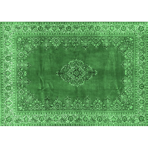 Ahgly Company Indoor Rectangle Medallion Emerald Green Traditional Area Rugs, 2' x 3'